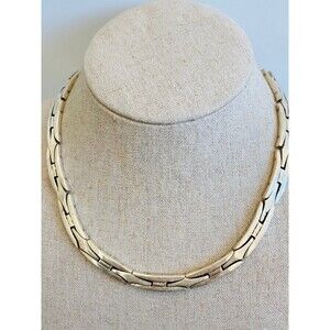 85.81g Super heavy signed Mexico 925 sterling silver unique collar necklace 17"